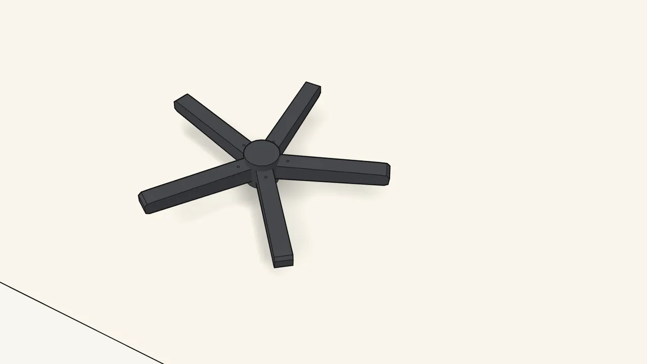 Step 1: Lay the base upside down and slide the loose leg into the hub. — IKEA ALEFJÄLL assembly