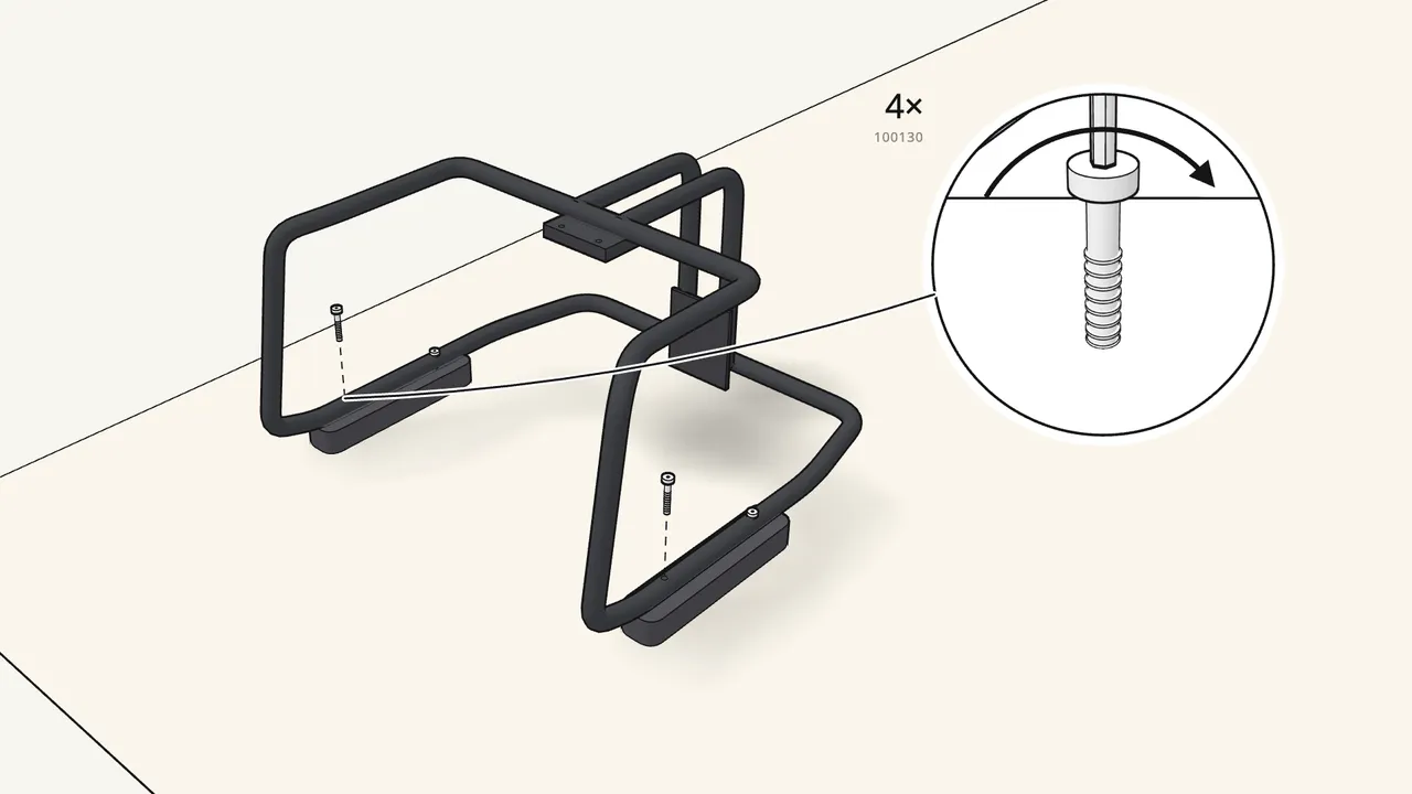 Step 10: Place the frame upside down on the armrests. — IKEA ALEFJÄLL assembly