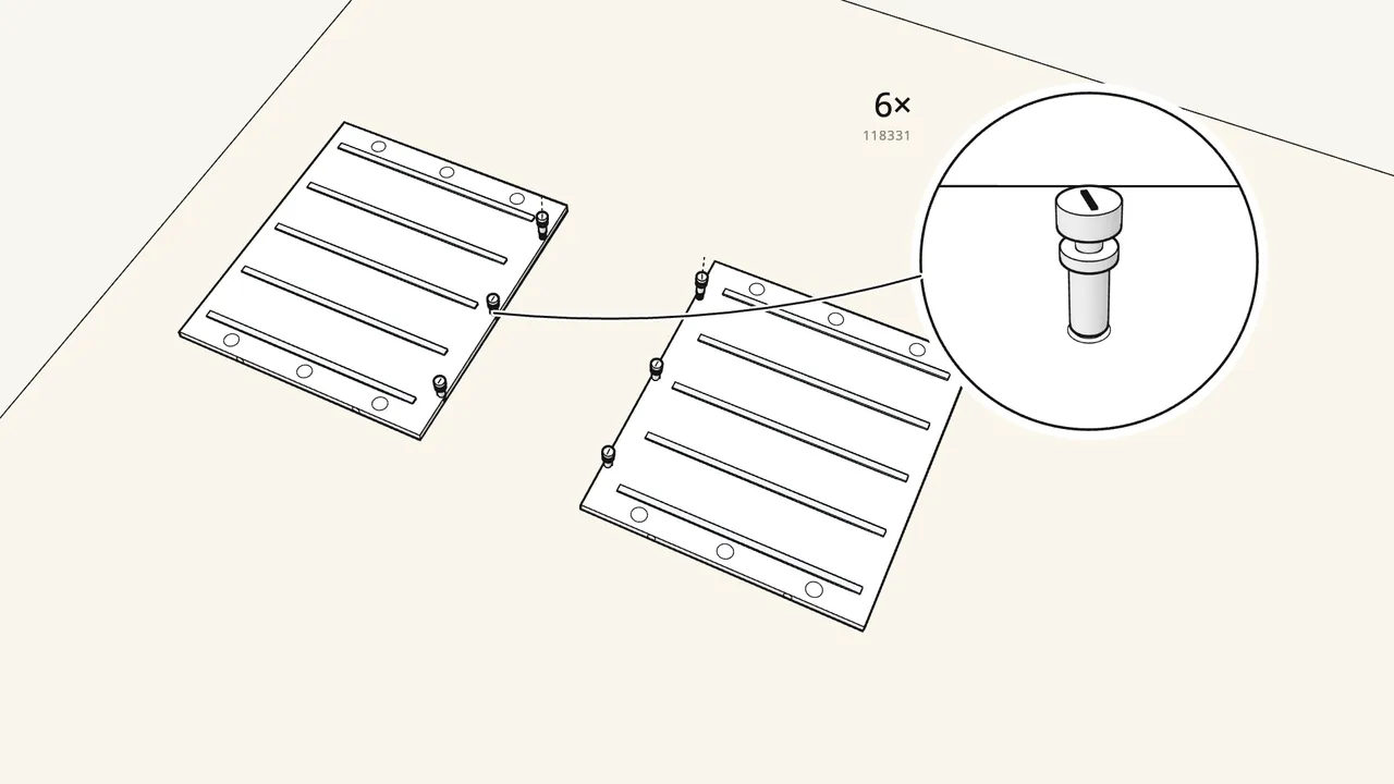 Step 1: Screw 6 cam bolts into the two side panels. — IKEA ALEX assembly
