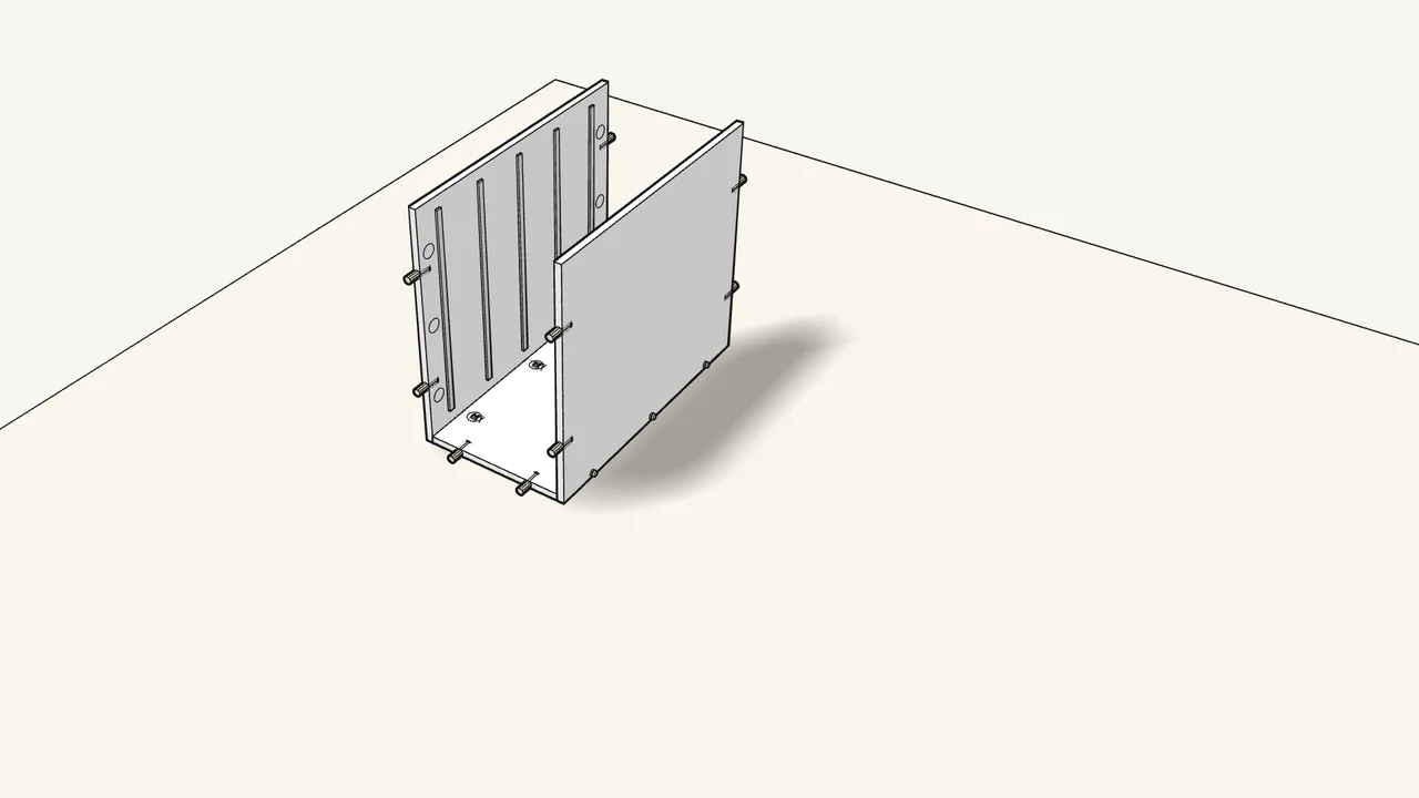 Step 3: Stand both side panels up onto the back panel. — IKEA ALEX assembly
