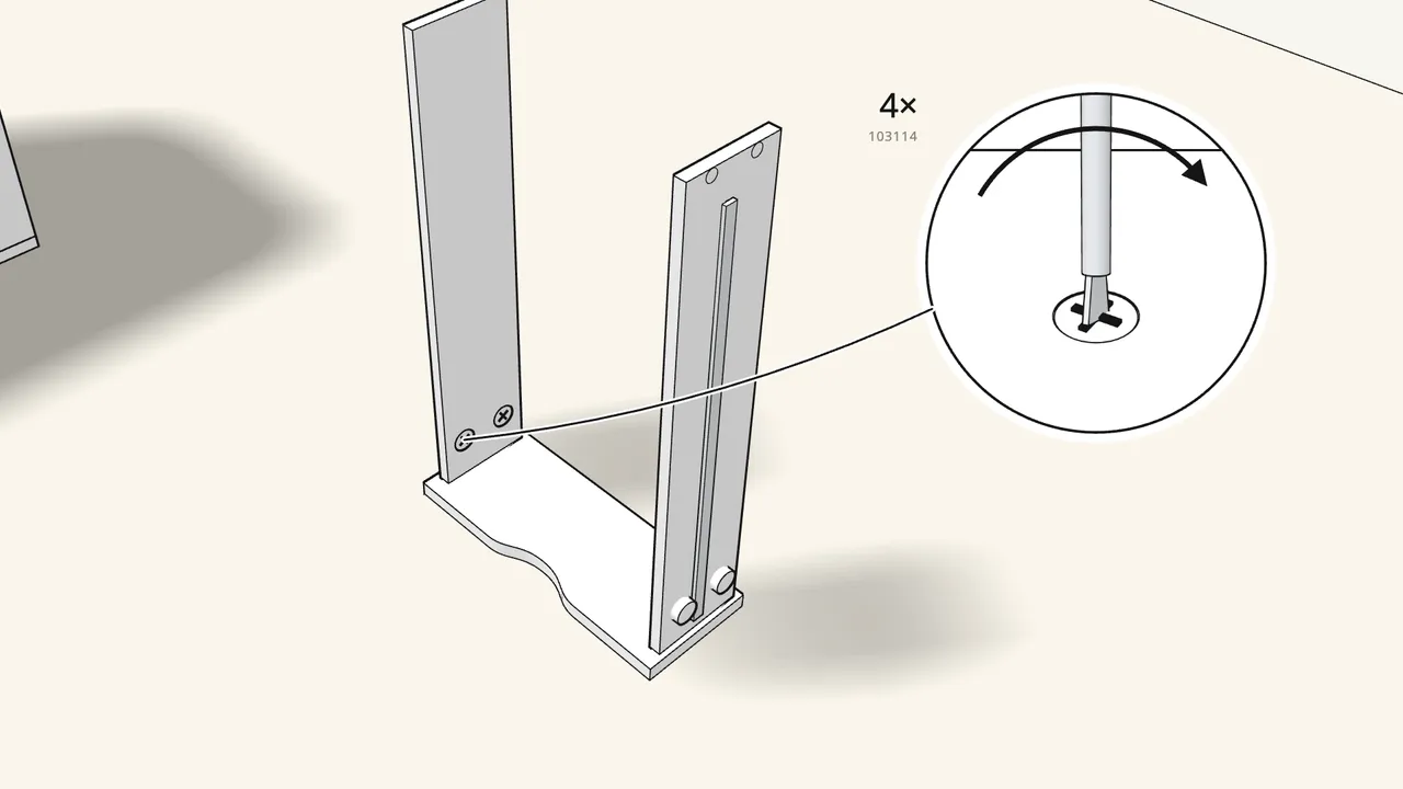 Step 13: Insert 4 cam locks (103114) and turn to lock. — IKEA ALEX assembly