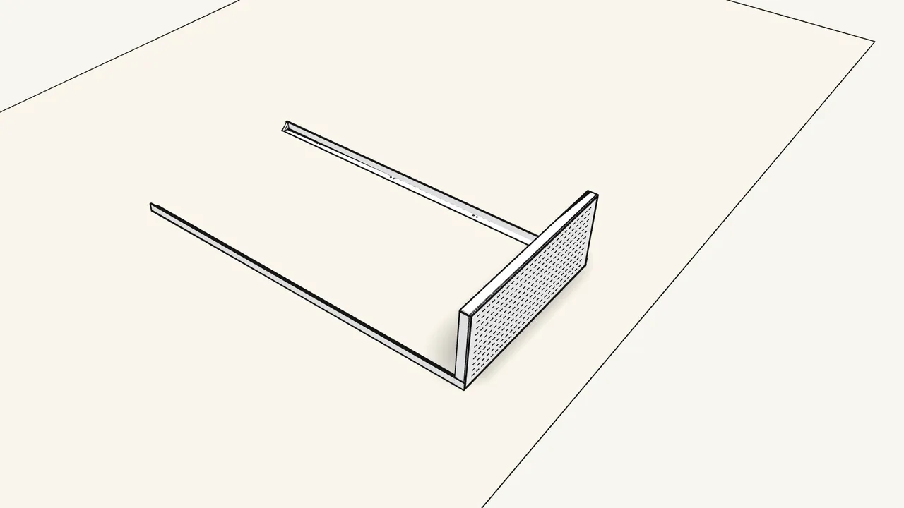 Step 1: Lay 2 legs on the floor and stand a shelf between their ends. — IKEA BAGGEBO assembly