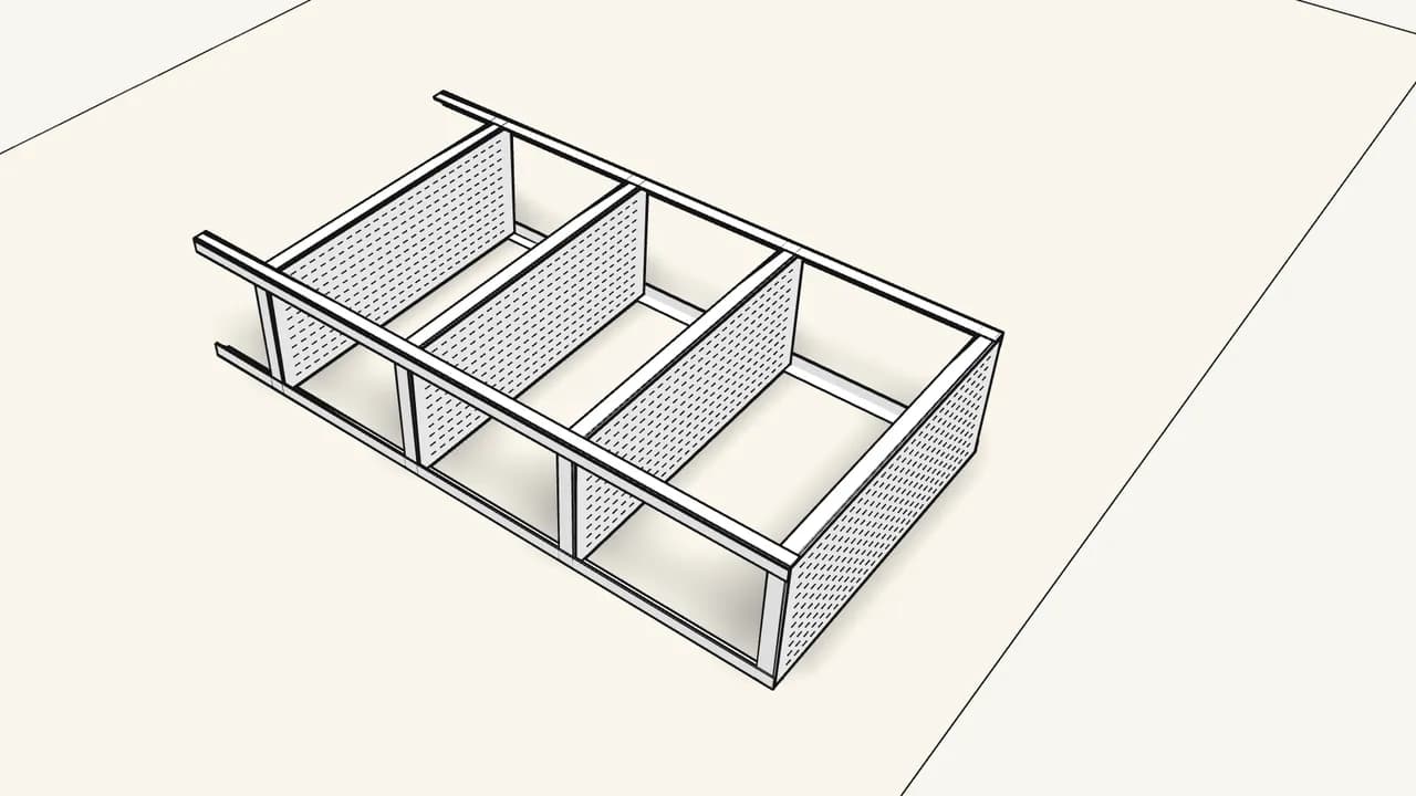 Step 5: Lay the other 2 legs on top of the shelves. — IKEA BAGGEBO assembly
