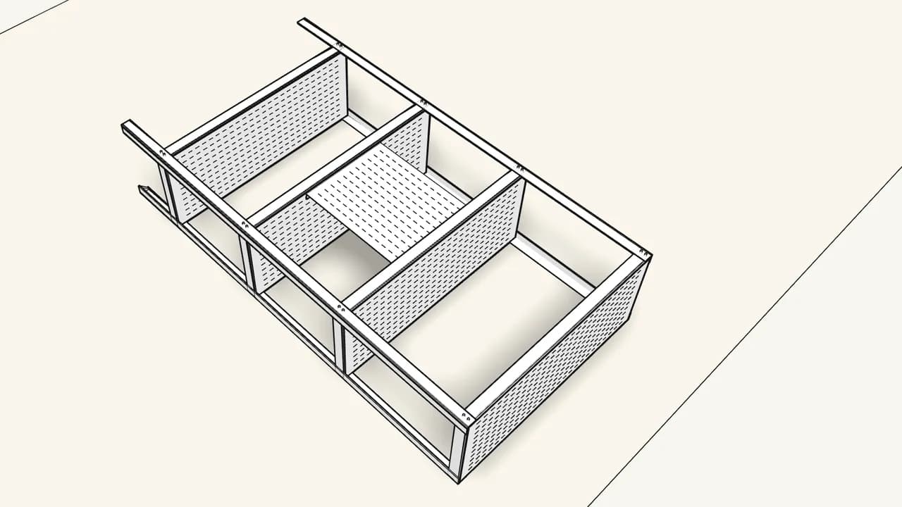Step 7: Place the mesh back panel in the middle compartment. — IKEA BAGGEBO assembly