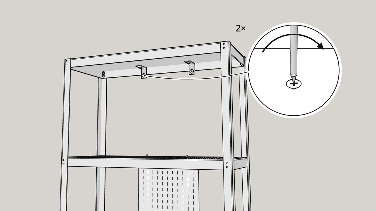 Step 13: Screw both brackets to the wall. — IKEA BAGGEBO assembly