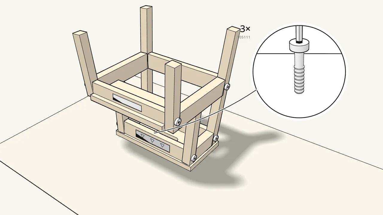 Step 5: Turn the stool upside down onto the top step. — IKEA BEKVÄM assembly
