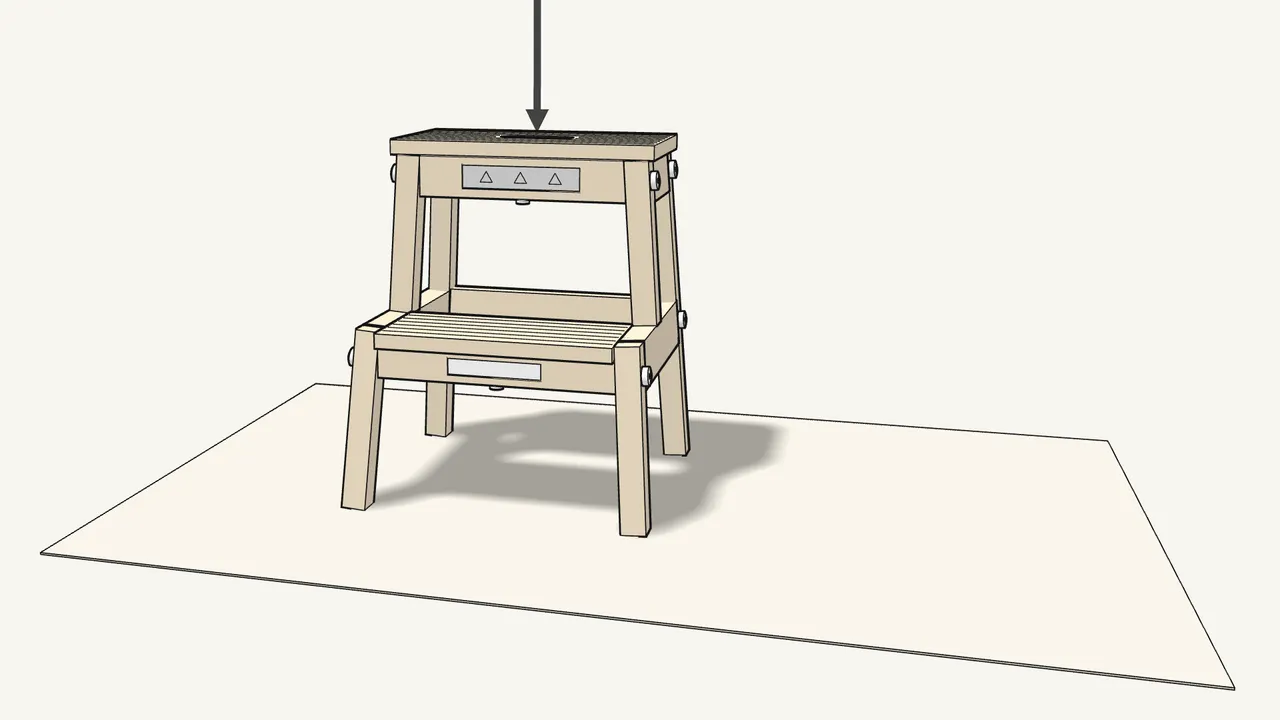 Step 7: Stand it on the floor and press down on the top step. — IKEA BEKVÄM assembly