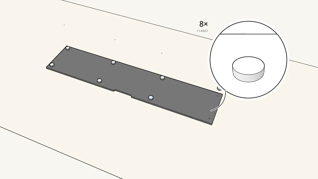 Step 1: Screw the 8 feet (114947) into the bottom panel. — IKEA BESTÅ assembly