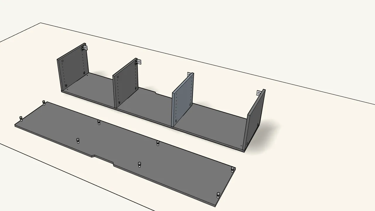 Step 7: Lower the two dividers onto the bolts. — IKEA BESTÅ assembly