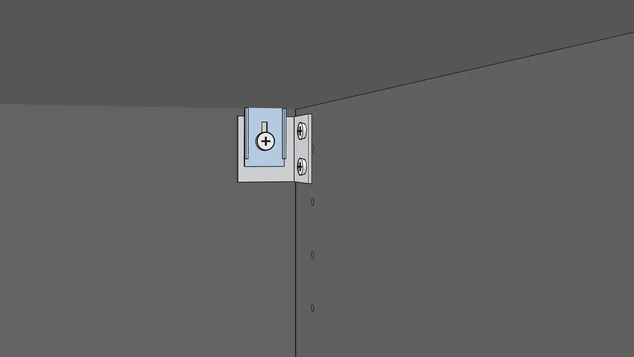 Step 20: Screw into the wall through each fitting, then hook on a plate (103693). — IKEA BESTÅ assembly