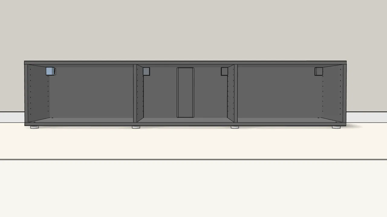Step 21: Do the same at the other 3 fittings, then click on the covers (144343). — IKEA BESTÅ assembly
