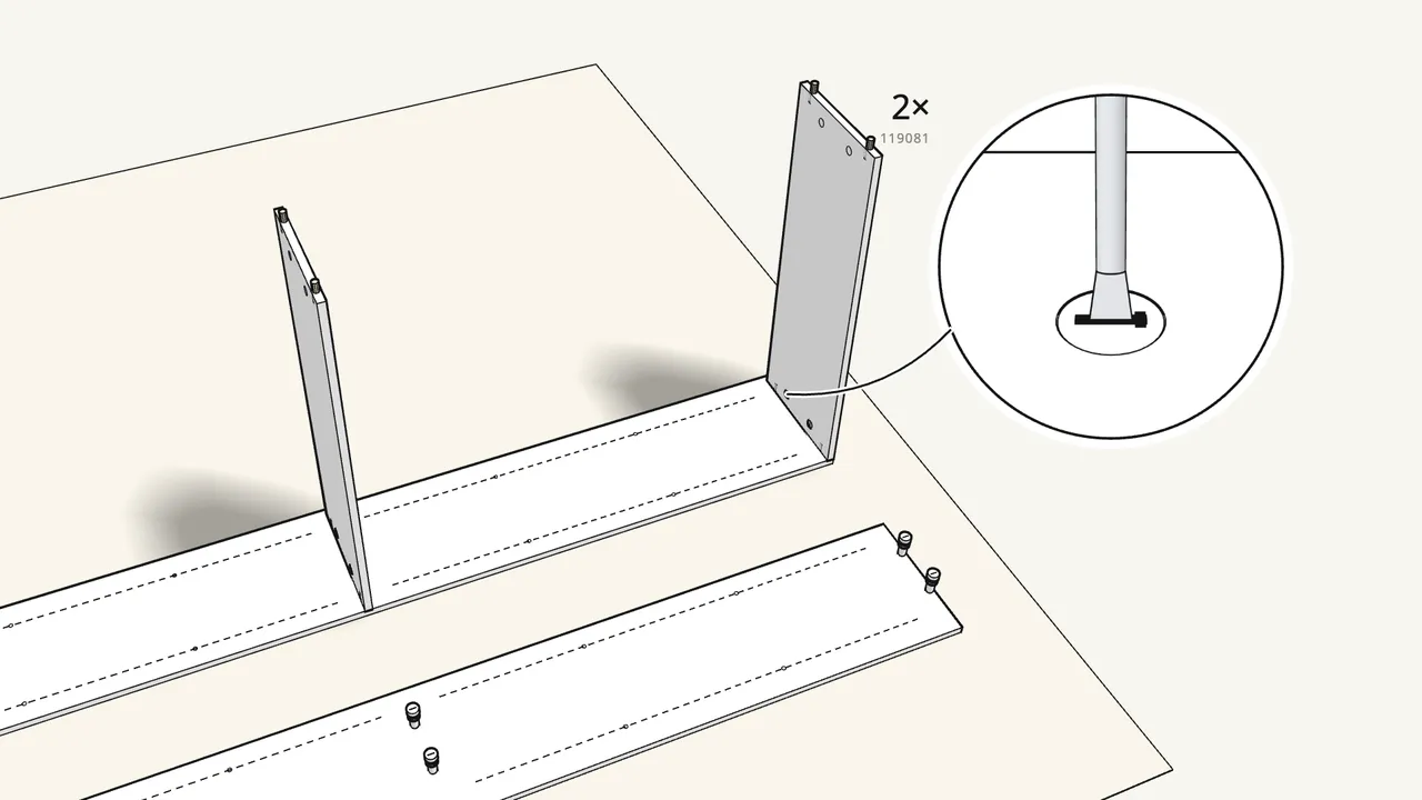 Step 5: Fit the top panel, then lock it with 2 cam locks. — IKEA BILLY assembly