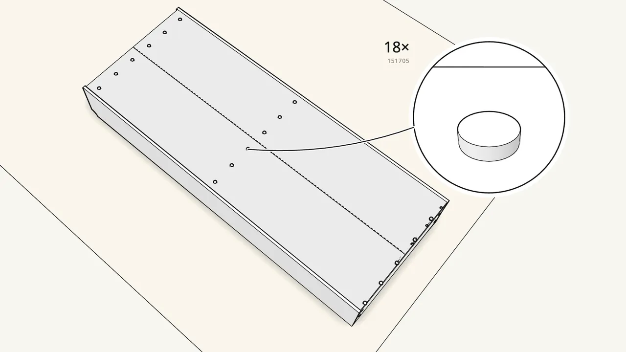 Step 12: Push a pin (151705) into each plug to lock it. — IKEA BILLY assembly
