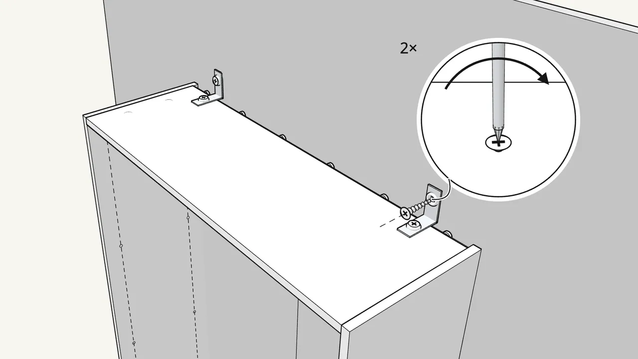 Step 15: Fix the brackets to the wall. — IKEA BILLY assembly
