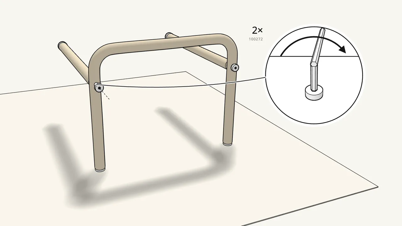 Step 2: Fix each tube with 1 bolt (100272) and the Allen key. — IKEA BJÖRKÅSEN assembly