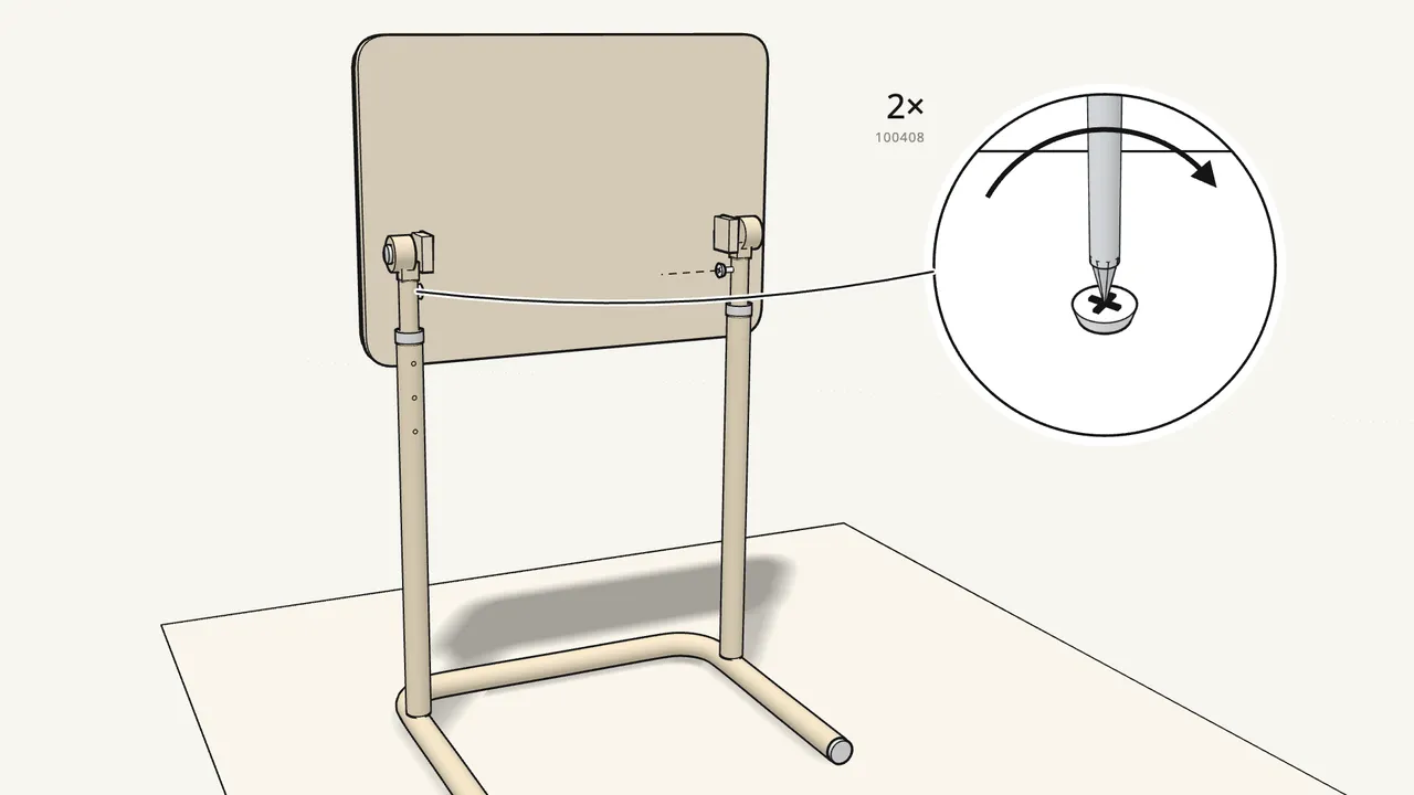 Step 5: Fix each post with 1 screw (100408). — IKEA BJÖRKÅSEN assembly