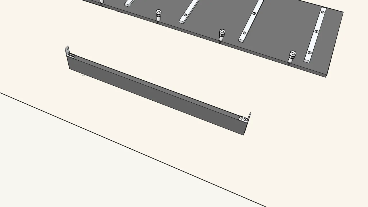 Step 5: Screw a corner bracket to each end of the plinth. Press 2 feet underneath. — IKEA BRIMNES assembly