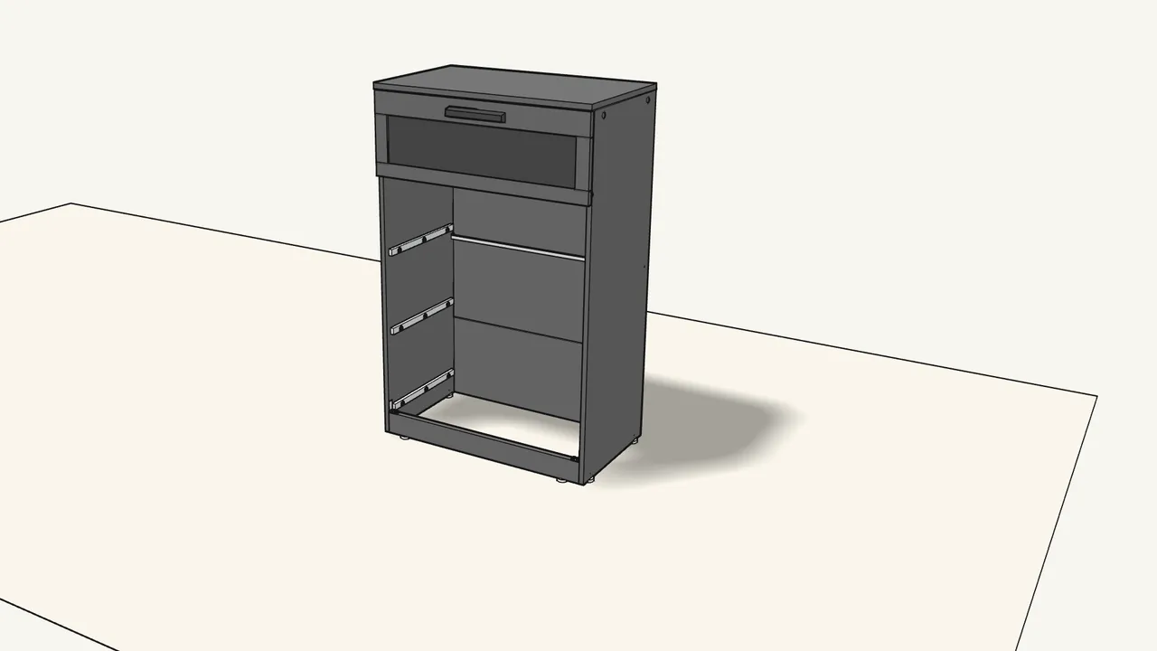 Step 22: Slide the drawer with the warning label into the top slot. — IKEA BRIMNES assembly