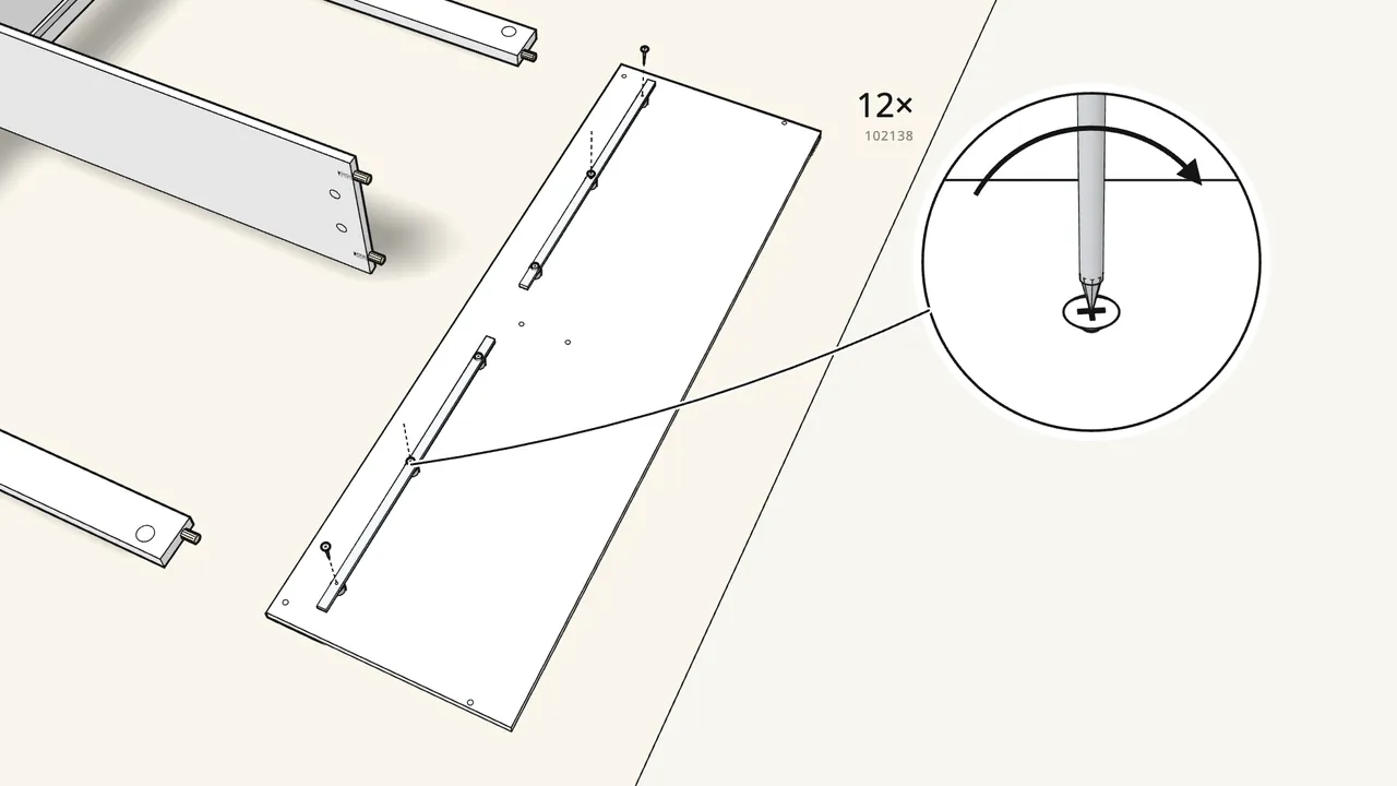 Step 7: Screw 2 drawer runners inside the head and foot panels. — IKEA BRIMNES assembly