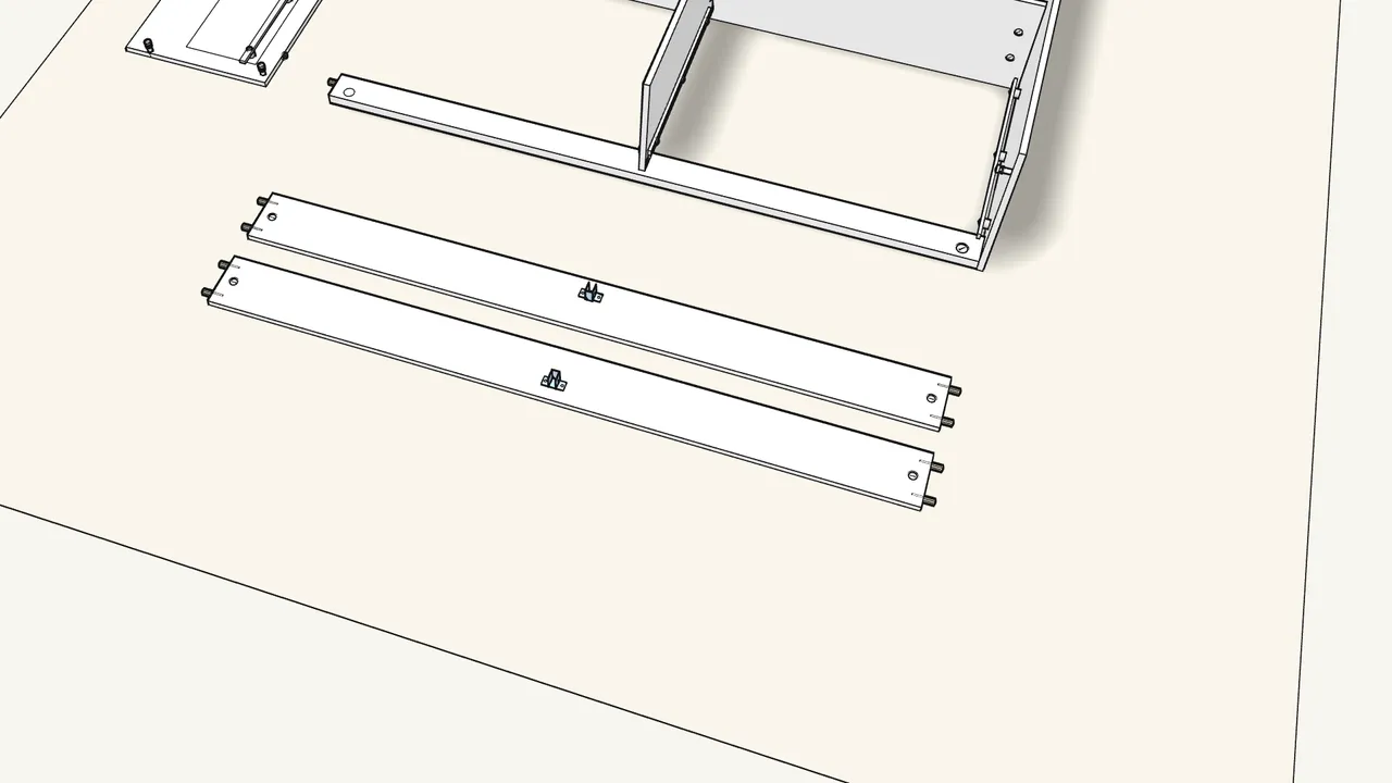 Step 10: Prepare both side rails: cam locks, dowels and a bracket. — IKEA BRIMNES assembly