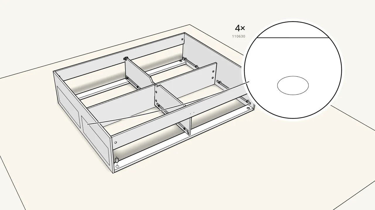 Step 13: Push the foot panel on and lock all its joints. — IKEA BRIMNES assembly