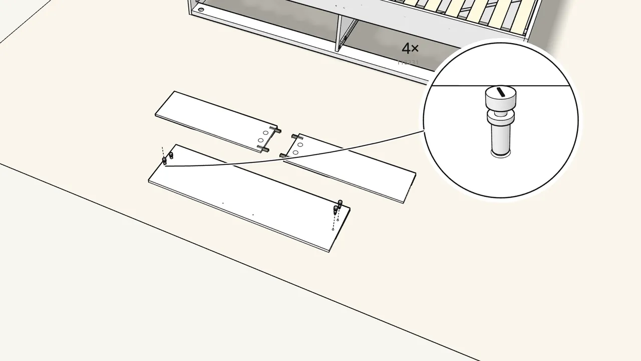 Step 20: Now a drawer: 4 dowels (101345) in the sides, 4 cam bolts in the front. — IKEA BRIMNES assembly