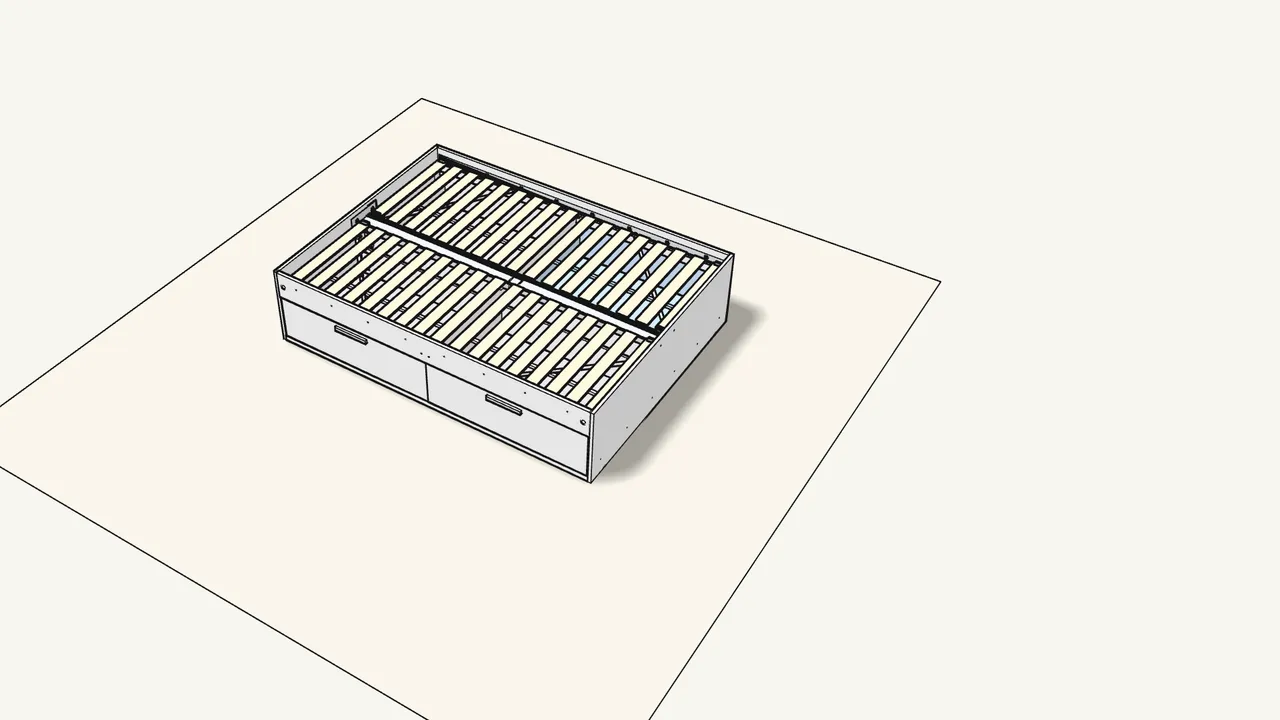 Step 25: Slide the drawers into the bed — two on each side. — IKEA BRIMNES assembly