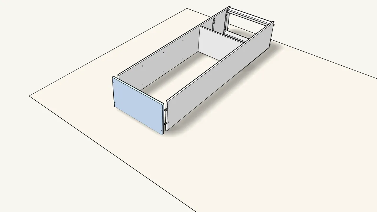 Step 8: Push 4 dowels into the top ends of the sides. Fit the top. — IKEA BRIMNES assembly