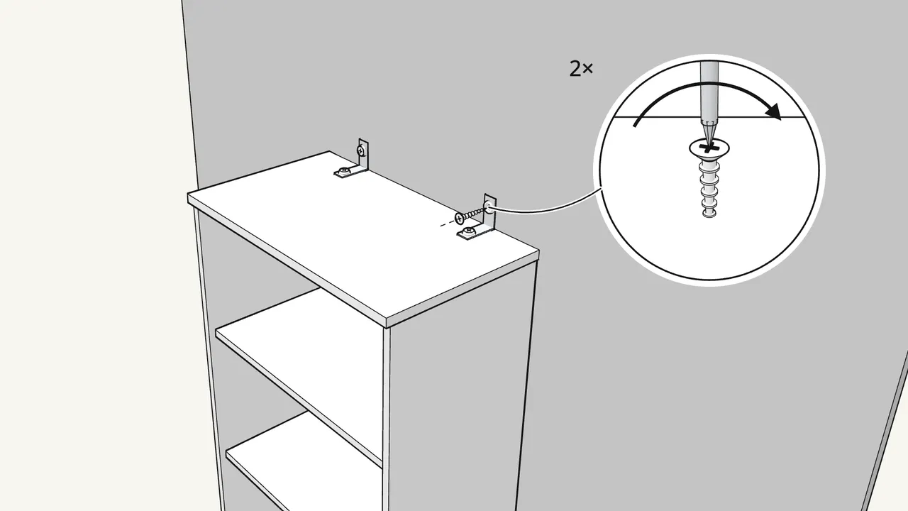 Step 17: Fix the brackets to the wall. — IKEA BRIMNES assembly