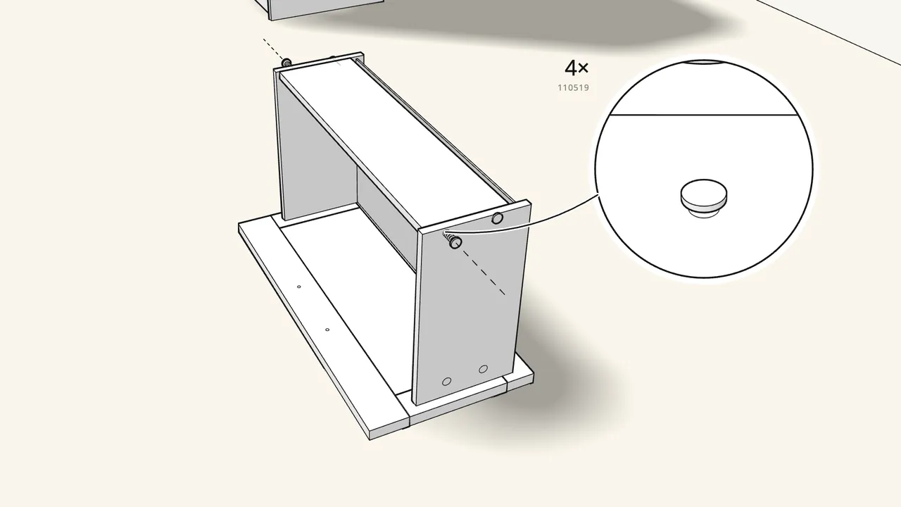 Step 21: Hammer in 4 screws (110519) through the sides into the back. — IKEA BRIMNES assembly