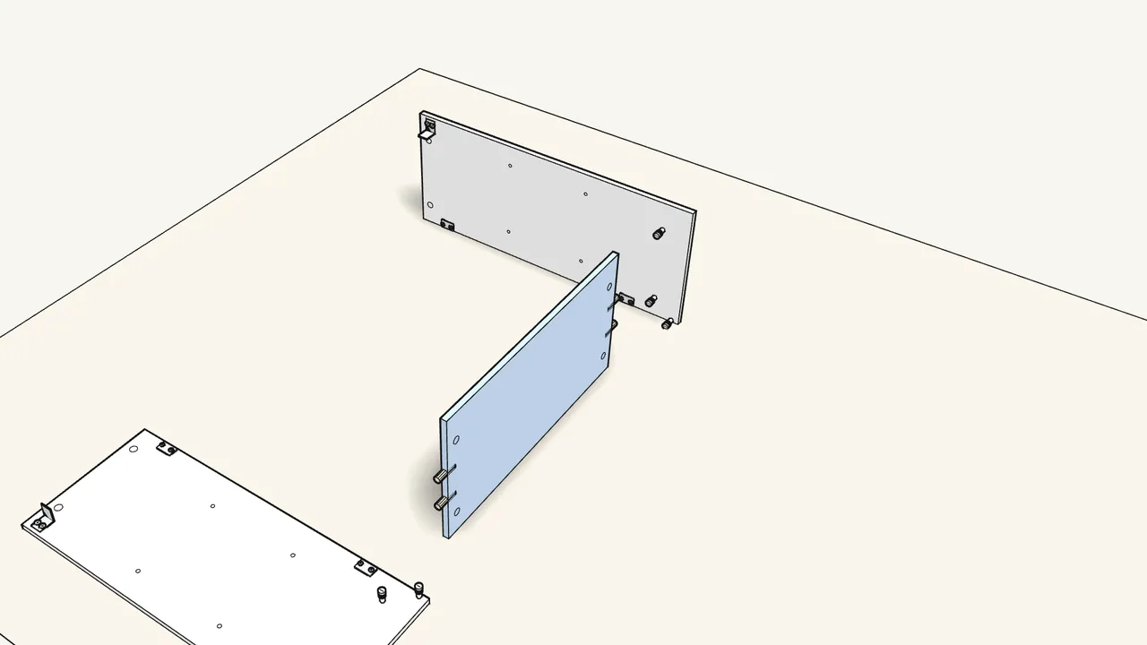Step 4: Push 4 dowels into the bottom panel and fit it to one side. — IKEA BRIMNES assembly