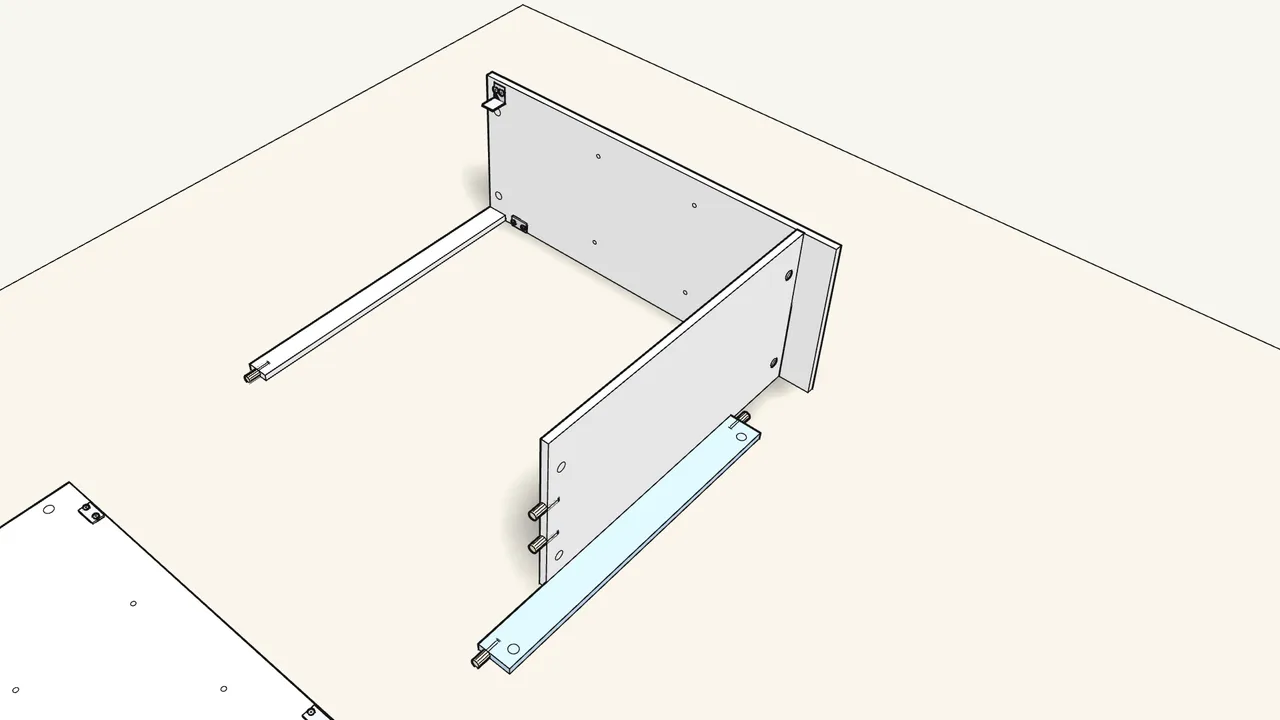 Step 6: Fit the top rail and the plinth to the side panel. — IKEA BRIMNES assembly