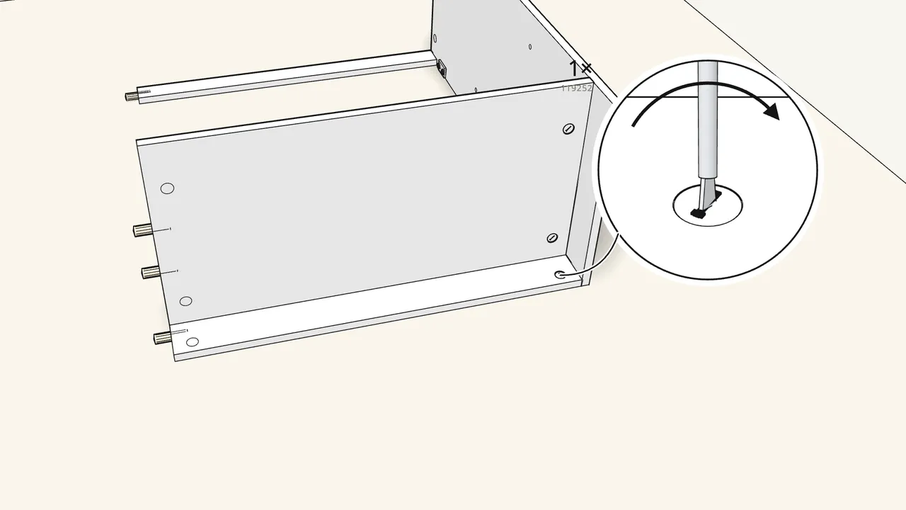 Step 7: Lock the plinth with 1 cam lock. — IKEA BRIMNES assembly
