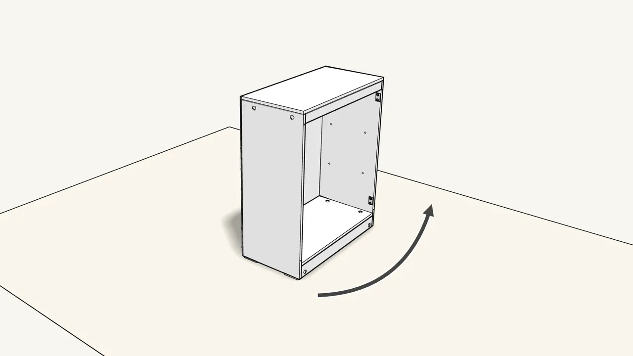 Step 15: Tip the cabinet upright and turn it around. — IKEA BRIMNES assembly