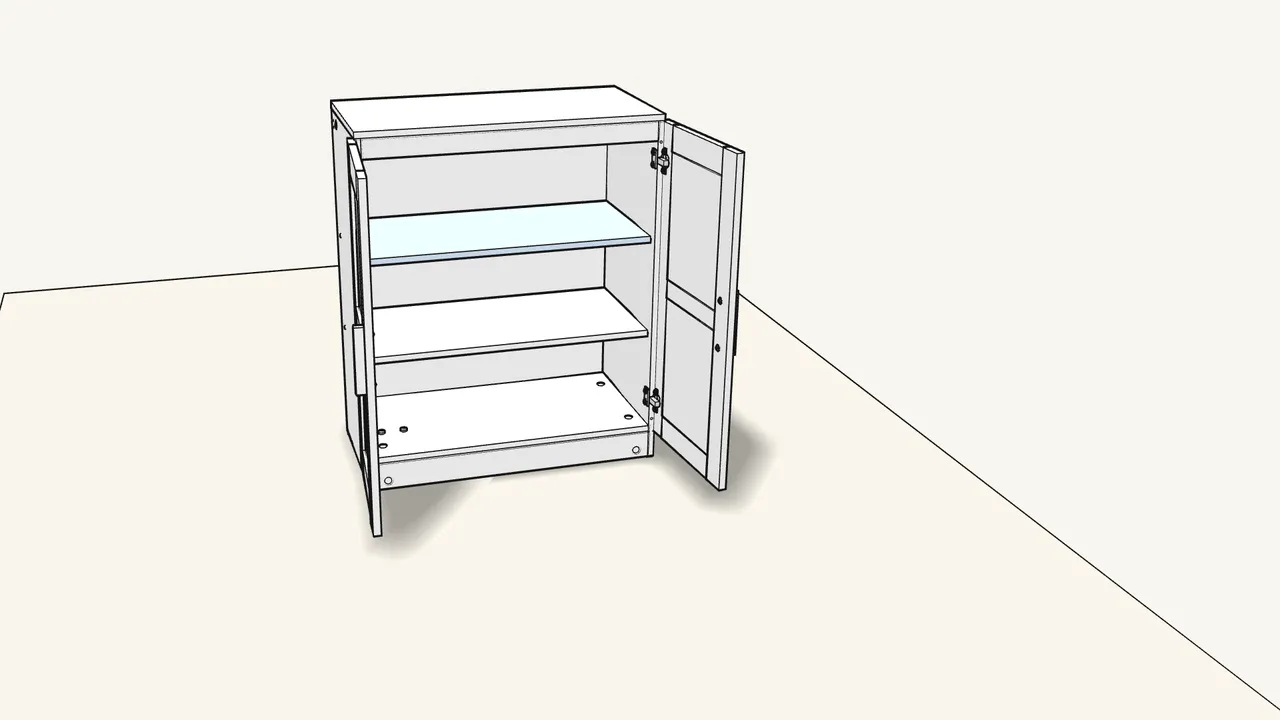 Step 22: Lay the 2 shelves on the pins. — IKEA BRIMNES assembly