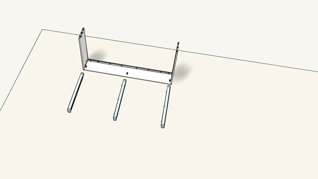 Step 5: Screw 2 castors (111401) under each beam, turn them over. — IKEA BRIMNES assembly