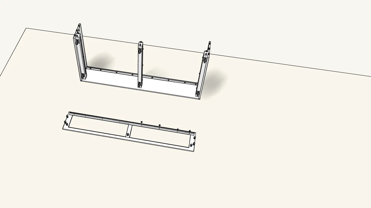 Step 7: Face frame: 7 cam bolts (118331), then the second slat rail. — IKEA BRIMNES assembly