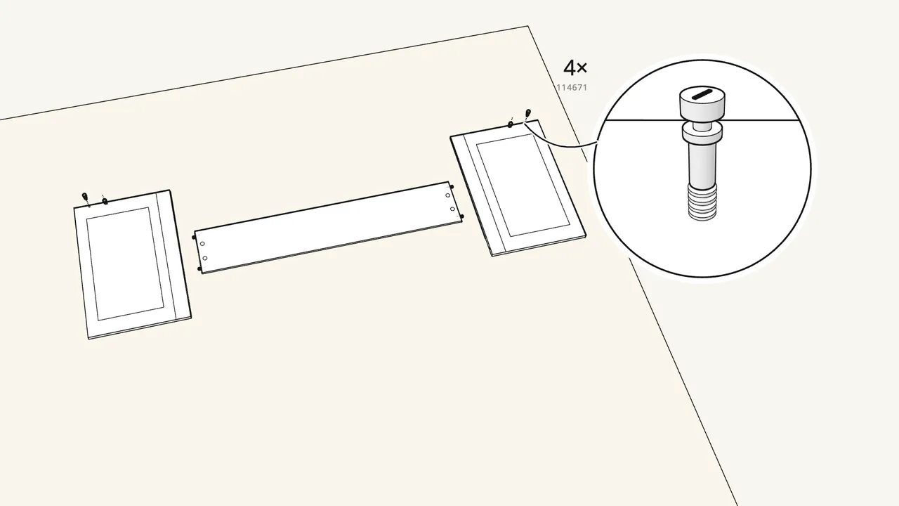 Step 12: Section 2 · frame. 4 dowels in the back panel, 4 bolts in the ends. — IKEA BRIMNES assembly