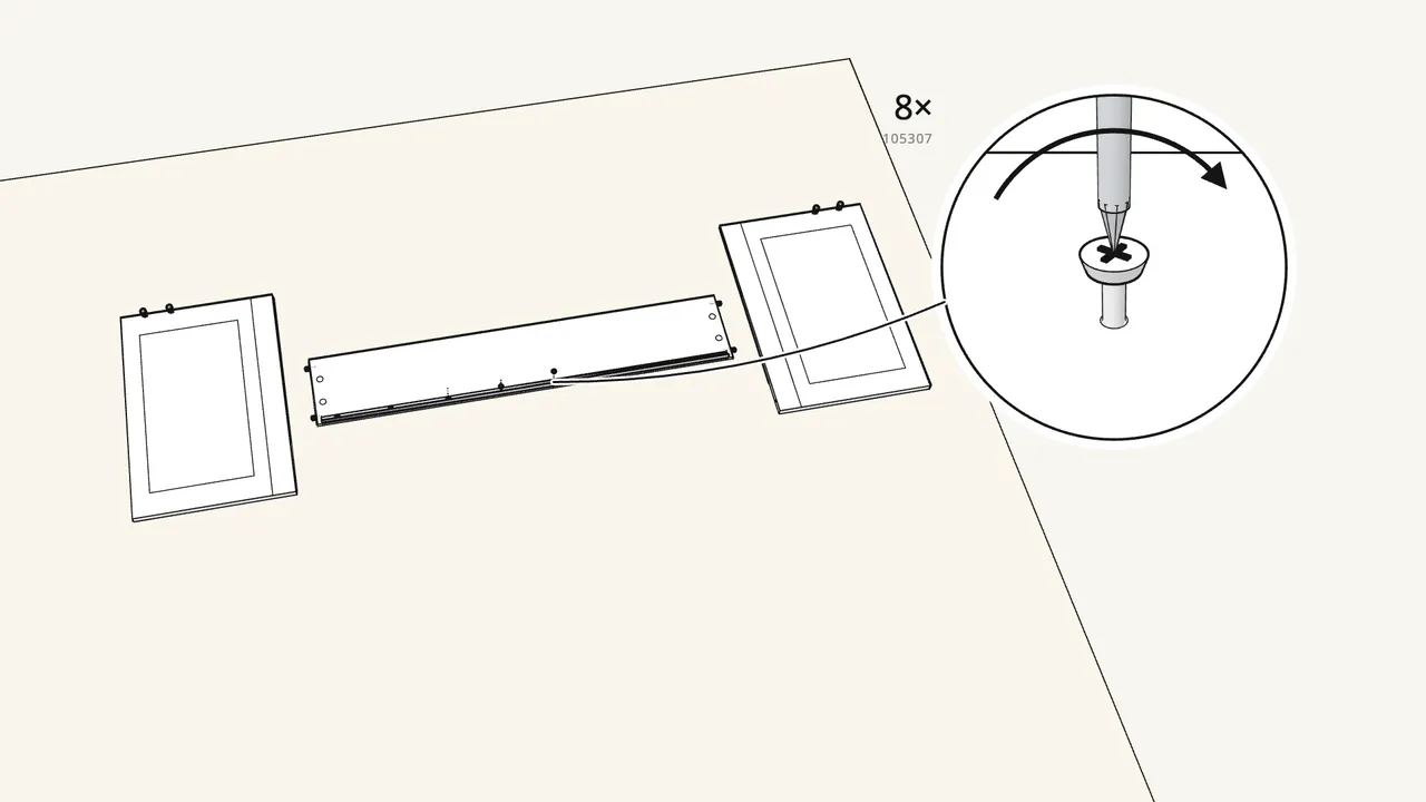 Step 13: Screw the slat rail (112976) to the back panel. — IKEA BRIMNES assembly