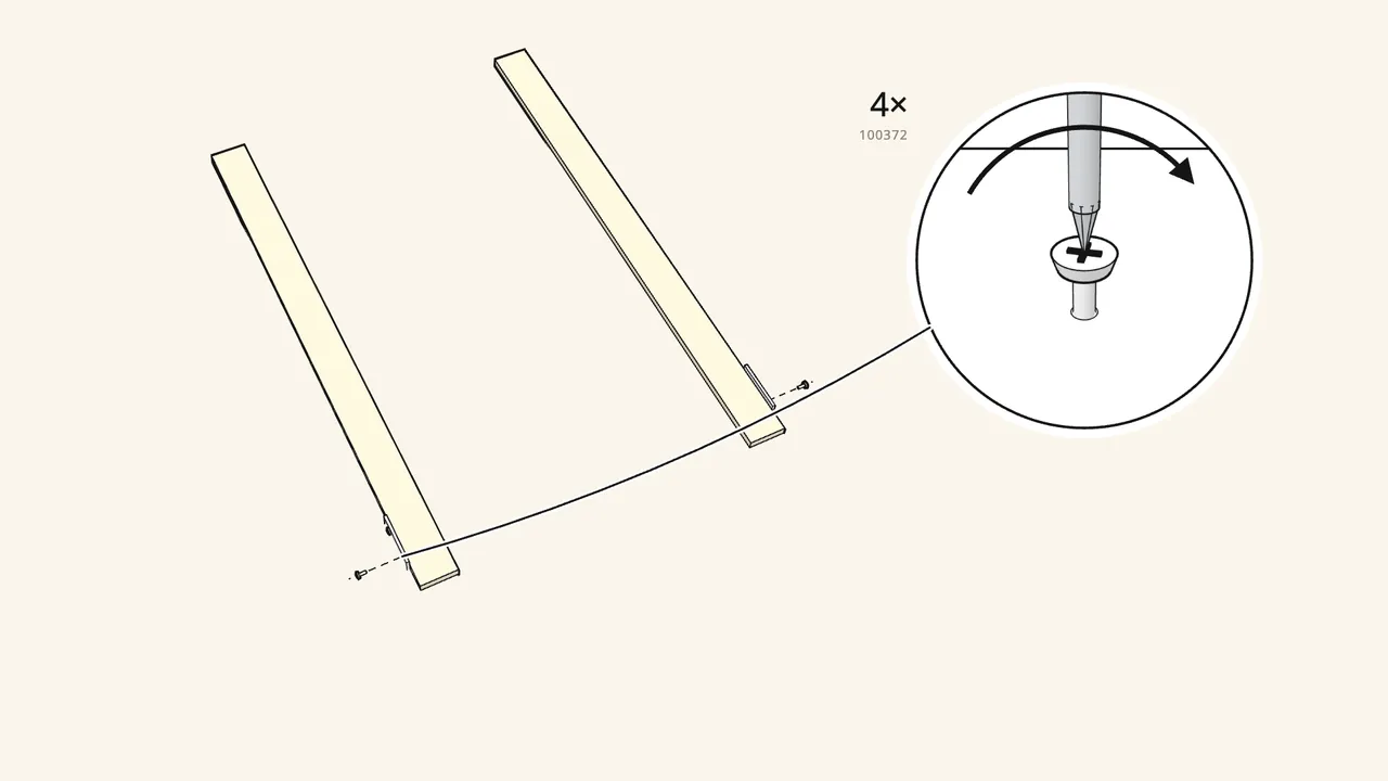 Step 16: Screw a bracket (123660) onto 2 of the long slats. — IKEA BRIMNES assembly