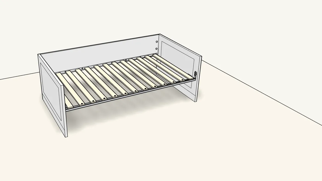 Step 20: With 2 people, stand the frame up. — IKEA BRIMNES assembly