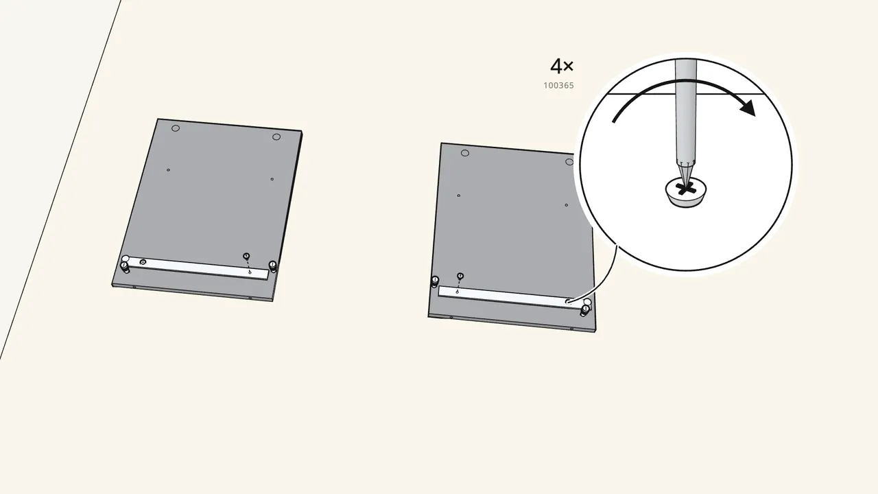 Step 2: Screw a runner onto each side panel. — IKEA BRIMNES assembly