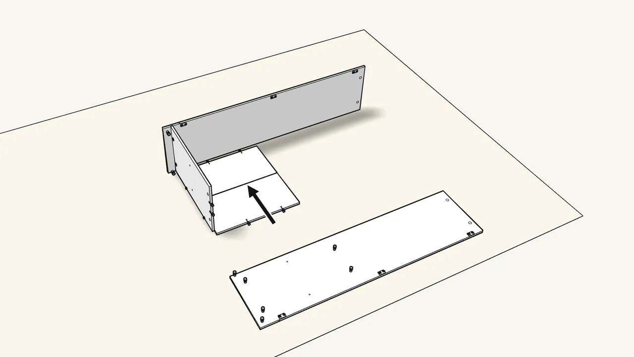 Step 5: Turn the joined panel over and slide it into place. — IKEA BRIMNES assembly