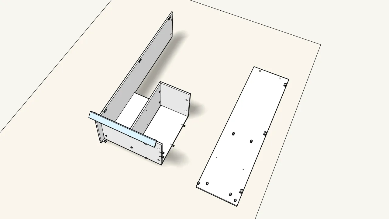 Step 8: Fit 2 brackets (10038685) and 2 feet to the plinth, then fix it to the left side. — IKEA BRIMNES assembly