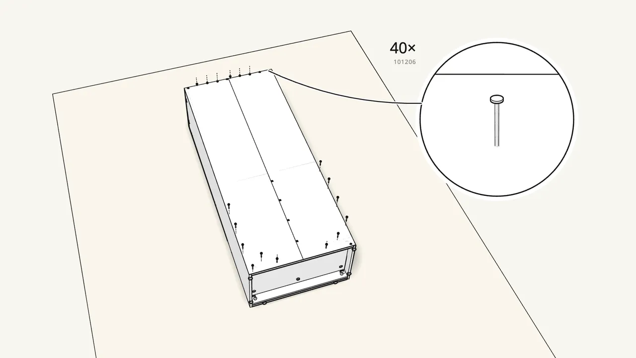 Step 16: Lay on the 2 back panels, square them up and nail them on. — IKEA BRIMNES assembly