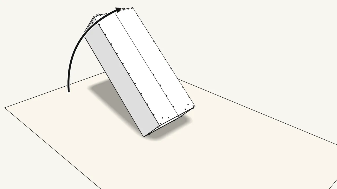 Step 17: Screw the 2 wall brackets (106989) onto the top. Then stand it up. — IKEA BRIMNES assembly