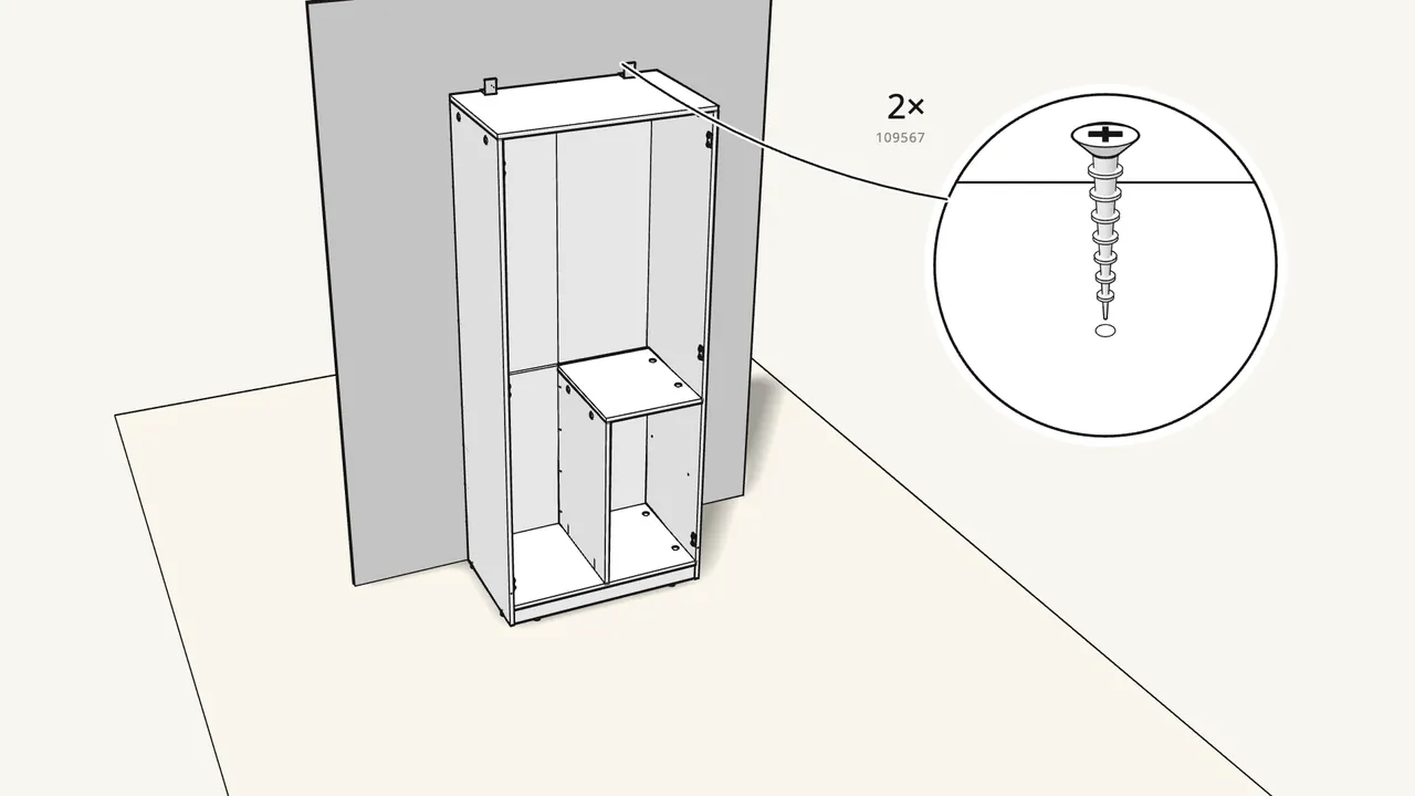 Step 18: Turn it round, push it against the wall and fix it to the wall. — IKEA BRIMNES assembly