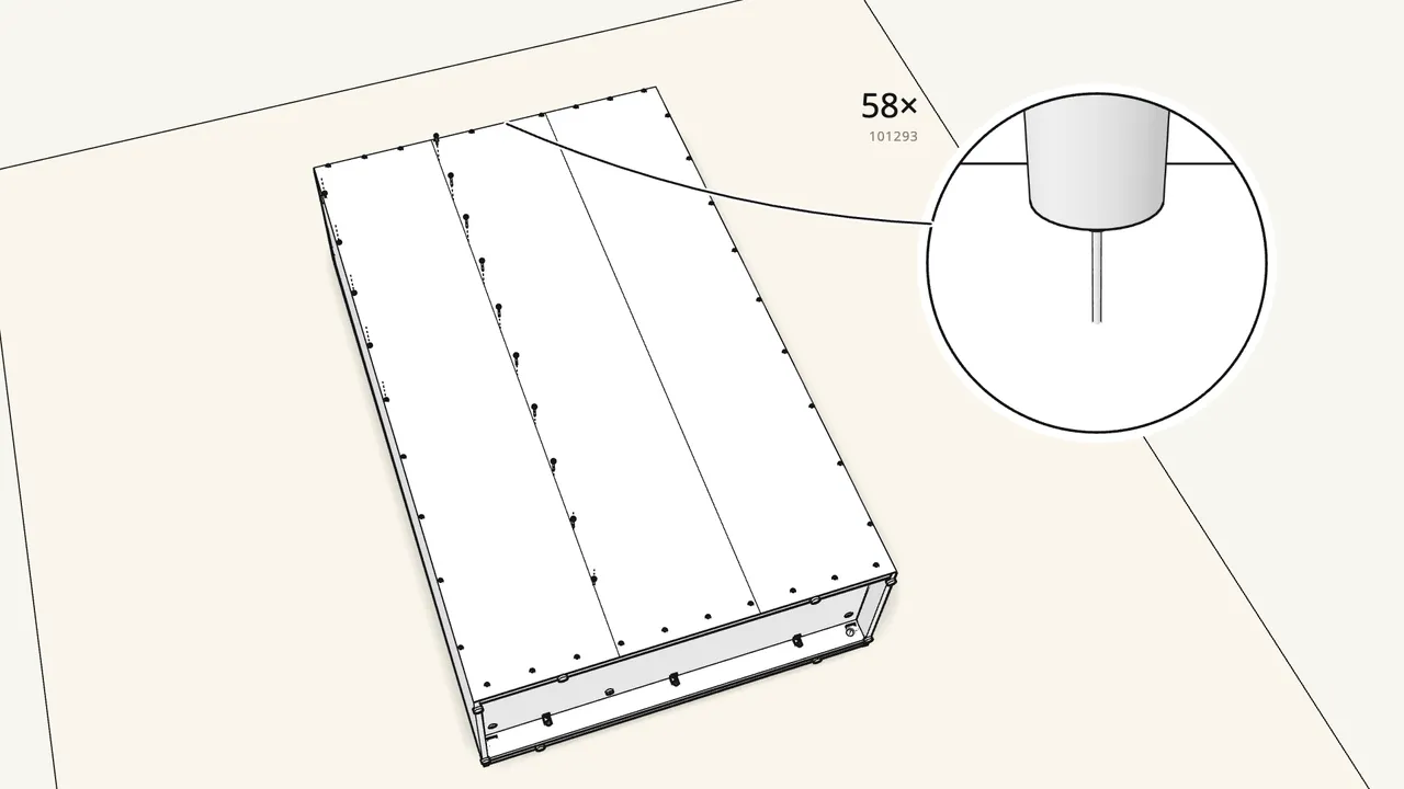 Step 15: Lay on the back panel, square it up and nail it on. — IKEA BRIMNES assembly