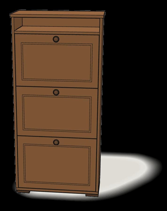 IKEA BRUSALI Shoe Cabinet with 3 Compartments, assembled