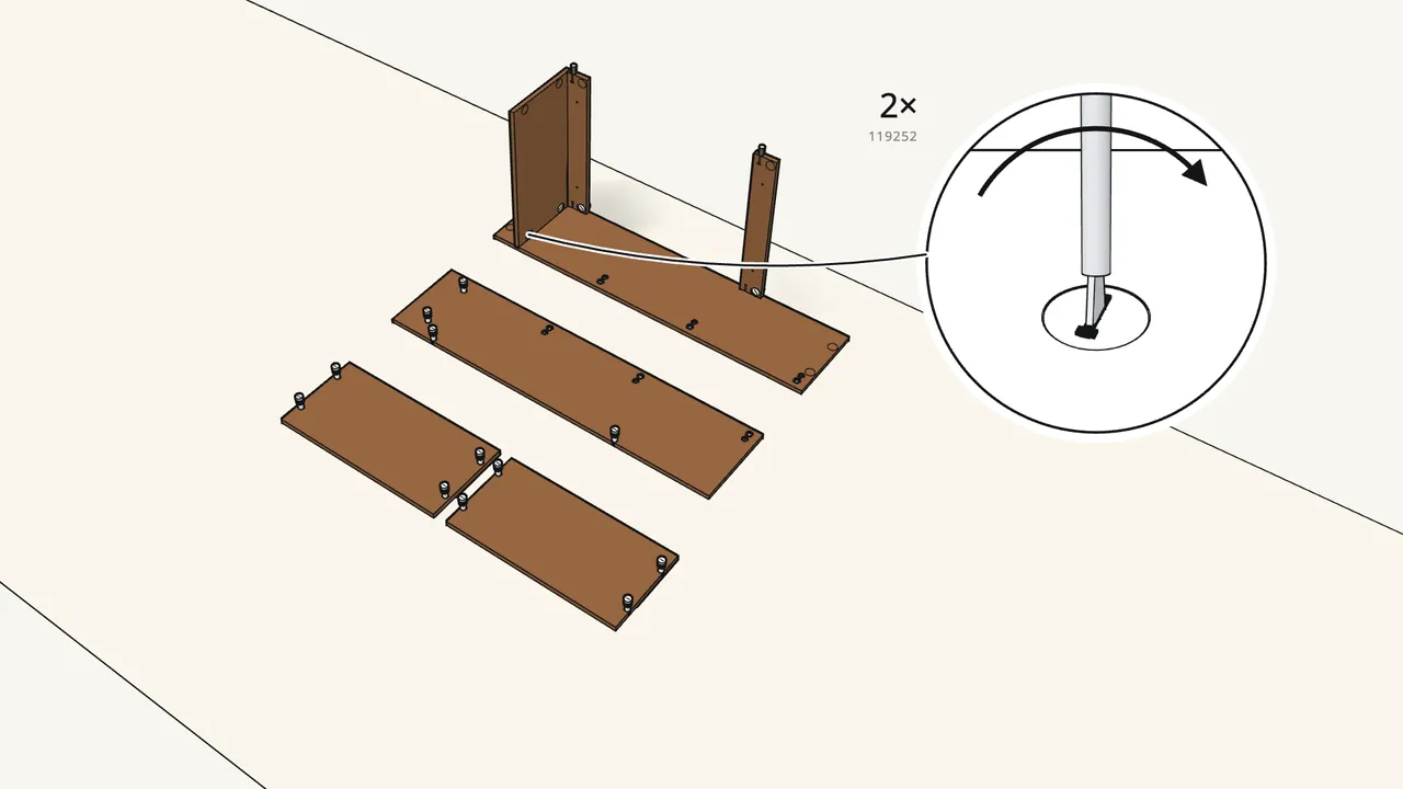 Step 5: Slide the shelf down next to the upper rail and lock it. — IKEA BRUSALI assembly